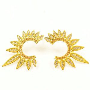 AZAARA Gold Plated Cubic Zirconia Pave Stud Earrings